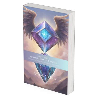 Book titled 'Messages from the Angels' with a diamond and angel wings design on the cover.