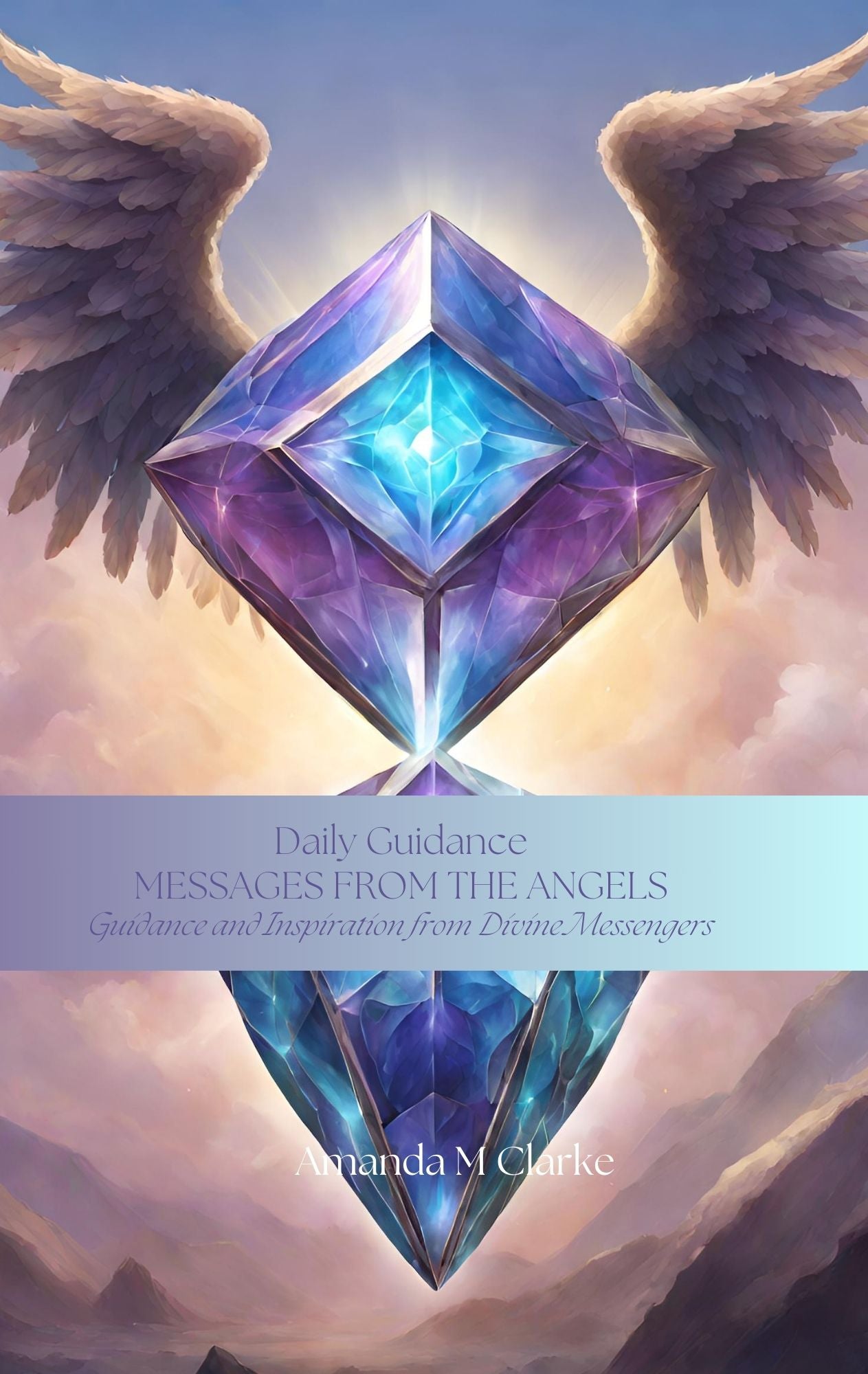 Cover of the digital flipbook 'Messages from the Angels' featuring an artistic representation of an angel with wings and a radiant geometric shape in a sky backdrop, symbolizing guidance and spirituality.